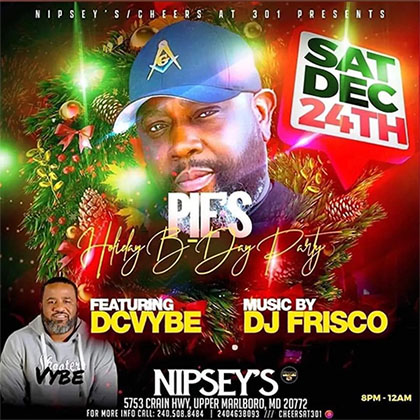 Pie Holiday Birthday Party at Nipseys flyer